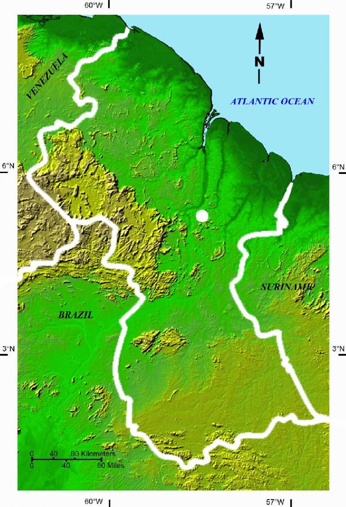 નકશો, ઉપગ્રહ નકશો ગયાના