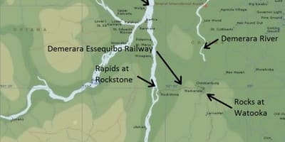 નકશો essequibo કિનારે ગયાના